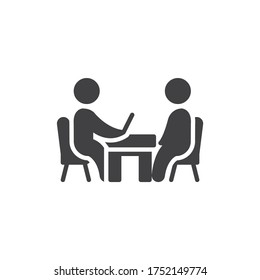 Business Meeting Vector Icon. Job Interview Filled Flat Sign For Mobile Concept And Web Design. Business People At The Table Glyph Icon. Symbol, Logo Illustration. Vector Graphics