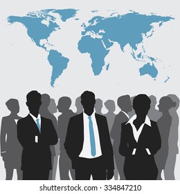 Business meeting with world map.