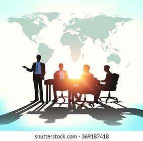 Business meeting with worldmap