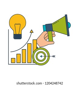 business megaphone target idea chart diagram