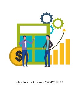 business men calculator statistics chart money