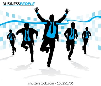 Business Men in Career Race. Vector illustration of a group of Business Men running in the race that could just define their careers. 