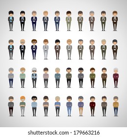 Business Men And Casual Men With Folded Hands Set - Isolated On Gray Background - Vector Illustration, Graphic Design Editable For Your Design