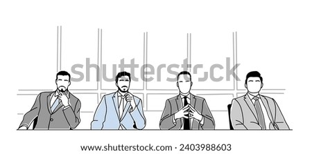 Business men CEO sitting in row in conference room