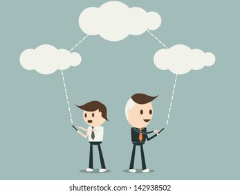 Business men contact with cloud computing concept, vector format