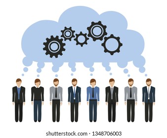 business men develop a common idea with gears vector illustration EPS10