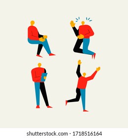business men in different poses vector flat illustration