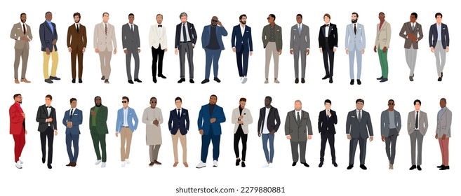 Business men different vector isolated on white.