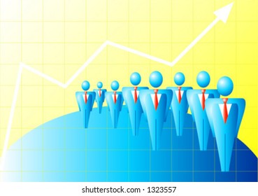 Business men, globe, grid and graphic. Vector. Add your text. Scalable. Change the colors as you wish.