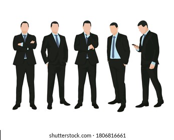 Business men. Group of business people. Isolated vector flat design illustrations