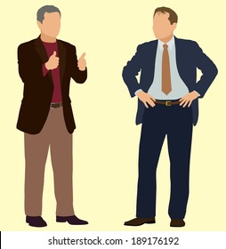 Business Men with Hands on Hips and Making Thumbs Up Sign