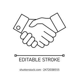 Business men handshake thin line icon Business deal	