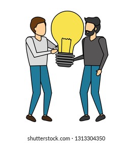 business men holding bulb