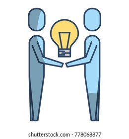 business men holding bulb creativity work team
