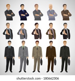 Business Men - Isolated On Gray Background - Vector Illustration, Graphic Design Editable For Your Design