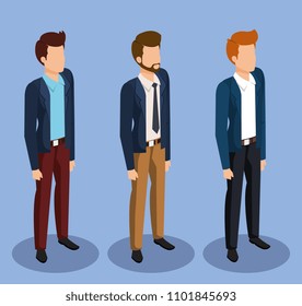 business men isometric avatars