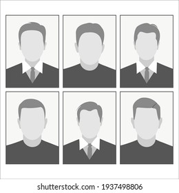 Business men photo templates. Photos for the design of badges and documents. Flat design. Isolated on a white background. Vector illustration.