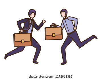 business men with portfolio avatar character