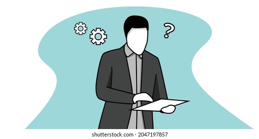 Business Men Reading a Document Faceless Flat Illustration Design Vector
