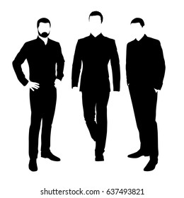 Hombres de negocios, conjunto de siluetas de Vector