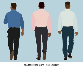 Business Men in Business Shirts Walking Away