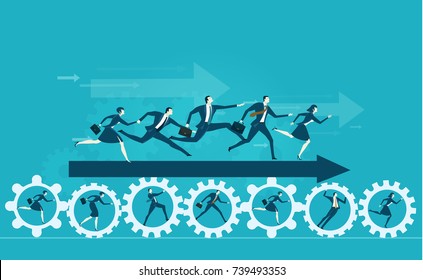 Business men showing direction for developing successful future. Business concept illustration 