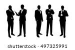 Business men silhouettes set in various poses. Flat vector illustrations. Group of business people. Lawyer, teacher, sales manager, boss, politician, broker