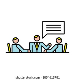business men with speech bubble characters vector illustration design
