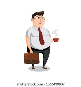 
Business men stand happily drinking coffee vector.
