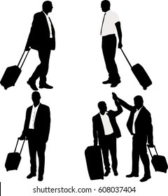 business men with traveling bags - vector