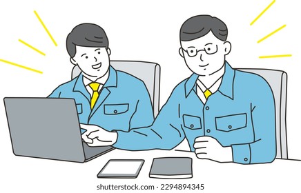 Business men wearing PCs and work clothes