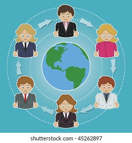 business men and women go around the world