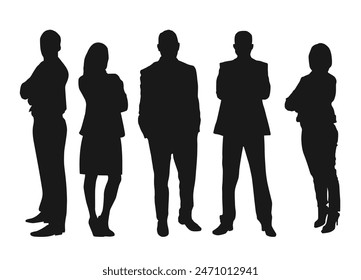 Business men and women, group of people at work. Isolated vector