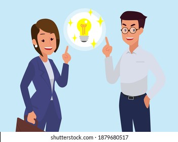 Business men and women help to come up with ideas of work