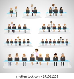 Business Men And Women - Isolated On Gray Background - Vector Illustration, Graphic Design Editable For Your Design