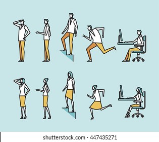 business men and women line illustration