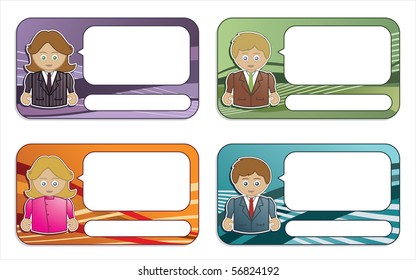 business men and women note cards ready for text