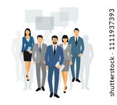 Business men and women silhouette. team business people group hold document folders  on white background. Business people and speech bubble