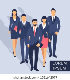 Business men and women silhouette. team business people group hold document folders. vector illustration
