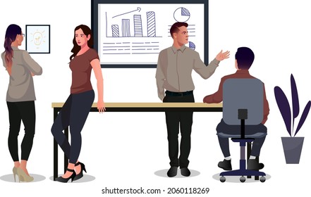 business men and women teamwork discussion of the company vector illustration charactars