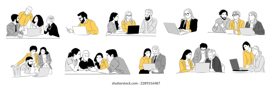 Business men and women working together vector.