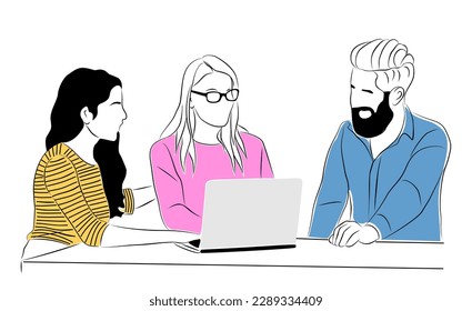 Business men and women working together vector.