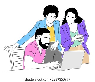 Business men and women working together vector.