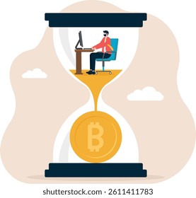 Business men work in an hourglass, hourglass and dollars, time is money

