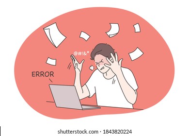 Business, mental stress, anger, fury, aggression concept. Aggressive depressed frustrated stressful businessman angry manager throwing papers in air. Burning deadline critical error negative emotions.