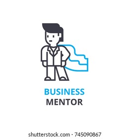 Business mentor concept , outline icon, linear sign, thin line pictogram, logo, flat vector, illustration