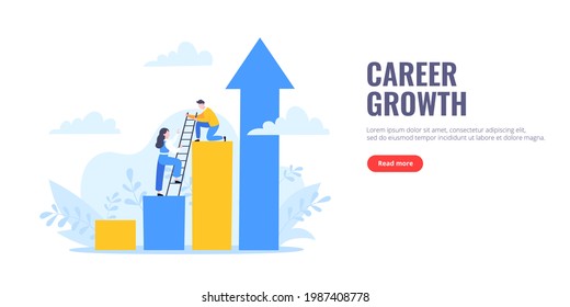 Business Mentor Helps To Improve Career And Holding Stairs Steps Vector Illustration. Mentorship, Upskills, Climb Help And Self Development Strategy Flat Style Design Business Concept.