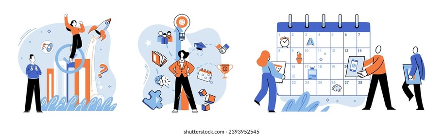 Business mentor. Vector illustration. Cooperation and communication are key elements for thriving business Continuous growth is essential for both personal and business development A cooperative work