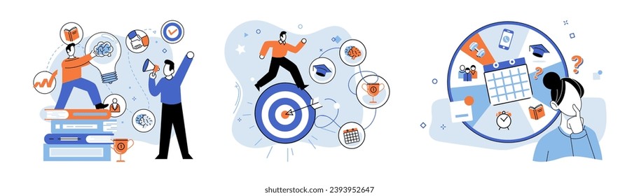 Business mentor. Vector illustration. Effective communication ensures unity and clarity within business Personal growth requires support and guidance from mentors A cooperative work environment