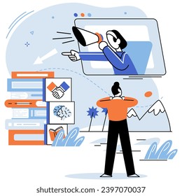 Business mentor. Vector illustration. Personal success is often result united and supportive team effort The business mentor metaphor inspires and motivates mentees Giving back to community